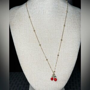Gold Necklace with Cherry Pendant